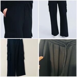 Scoop Women’s Medium (8-10) Scubaknit Cargo Pants Chic Black Wide Leg NWT